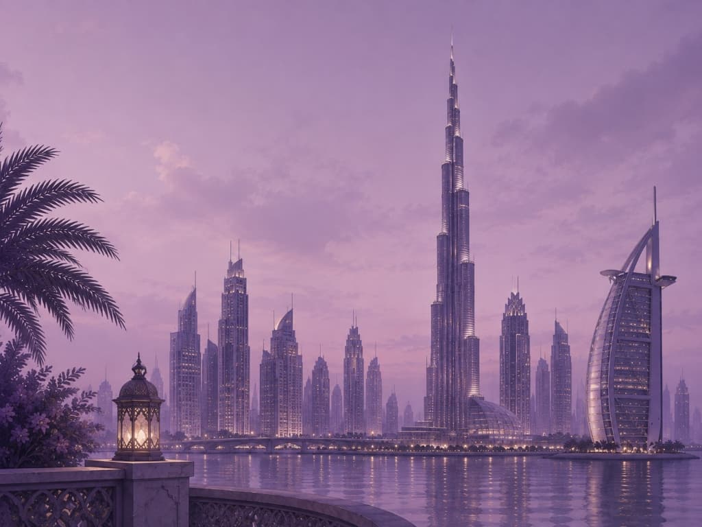 Dubai Skyline Purple Night